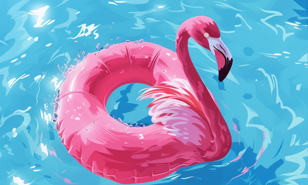 Flamingo float in one of the public pools in Houston